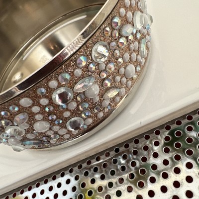 Bath and Body Works Pearls Gems Candle Holder 3-Wick Sleeve Glass Holder