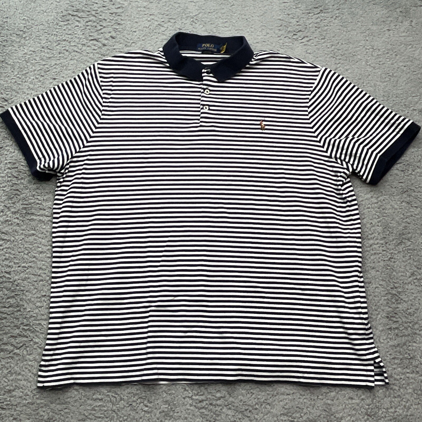 Polo Ralph Lauren camicia uomo XL carne pony polo blu a righe vestibilità classica preppy