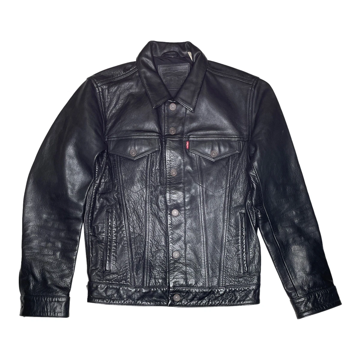 Levi’s Black Leather Trucker Jacket - S