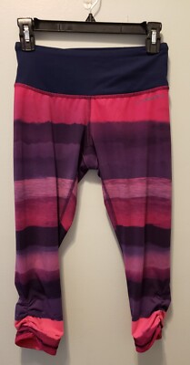 Brooks Womens Athletic Workout Purple & Pink Capris with Pockets Size XS