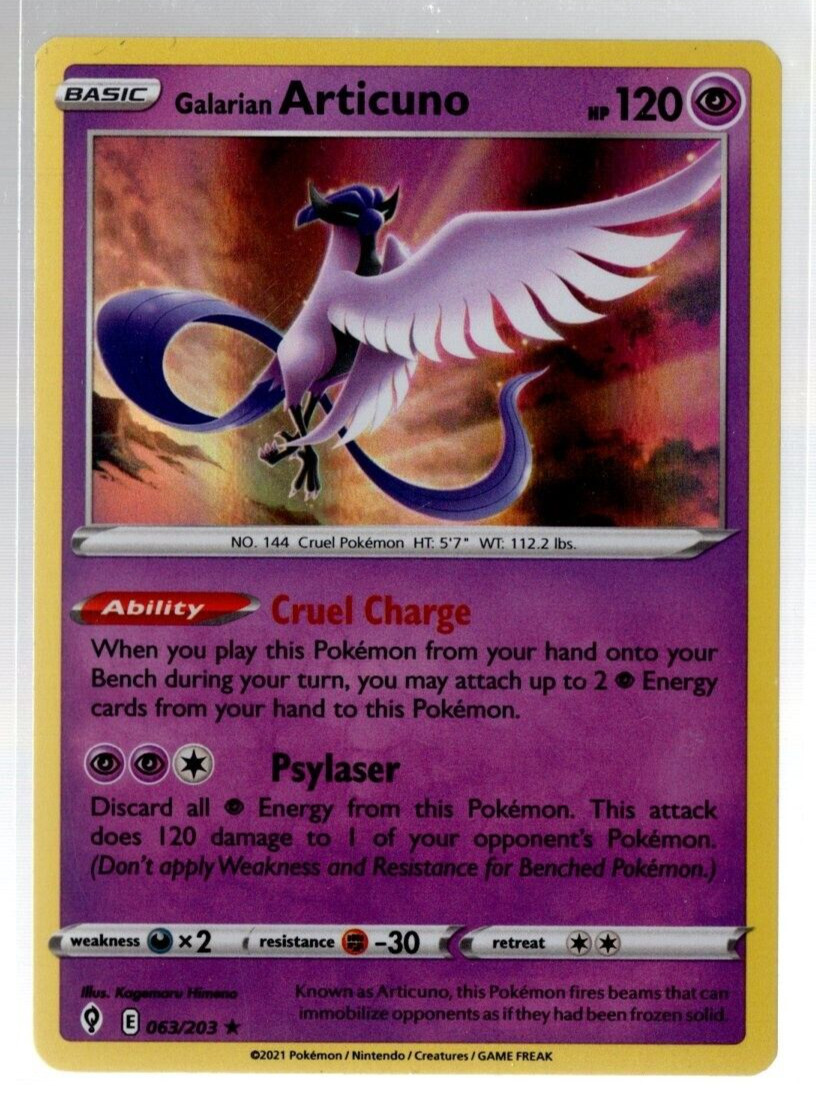 Galarian Articuno 063/203 Holographic Rare Evolving Skies Pokemon TCG Near Mint