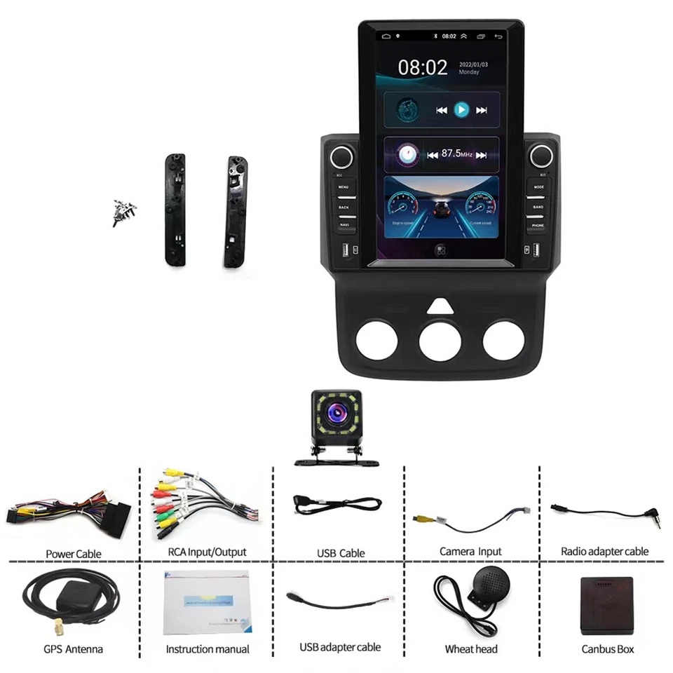 For 13-18 Ram 1500 2500 3500 4500 5500 9.7" Apple Carplay Car Radio Android GPS - Imagem 4 de 4