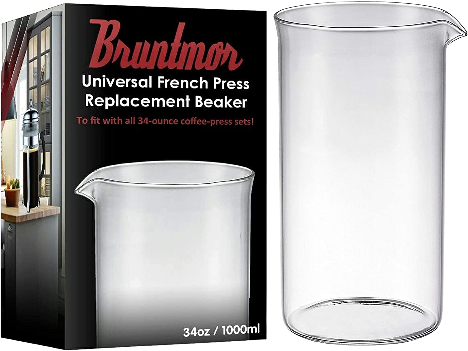 34 Oz French Press Replacement Glass Beaker Carafe, 8 Cup Glass French