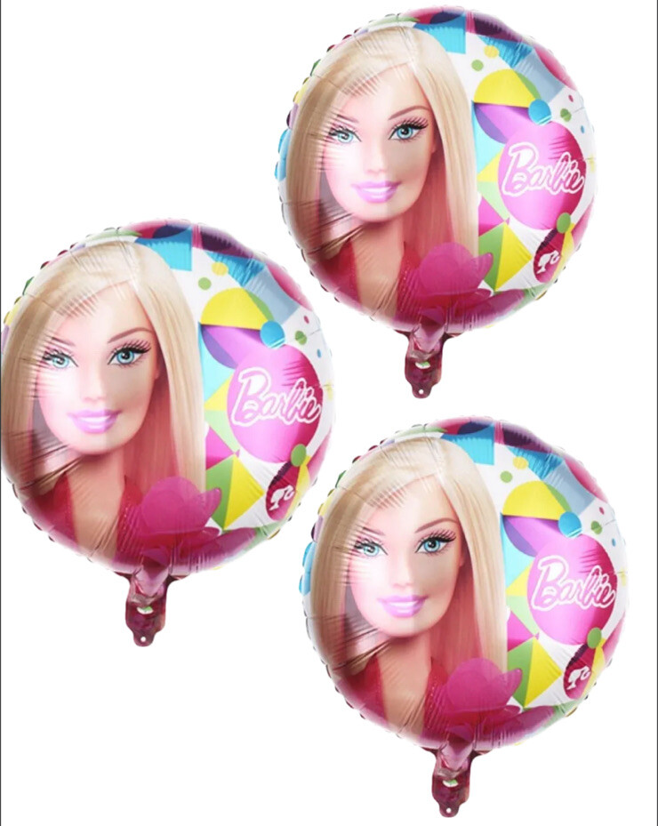 (3 Pcs) Barbie Helium Balloons Birthday Party Pink Doll Decorations Set  Girls