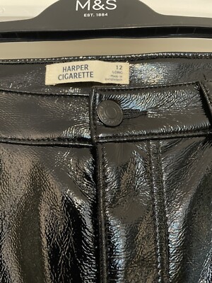 M&S Harper Cigarette Trousers In Black Size 12