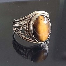 Natural Tiger Eye 925 Sterling Silver Handmade Tiny Ring All Size Available