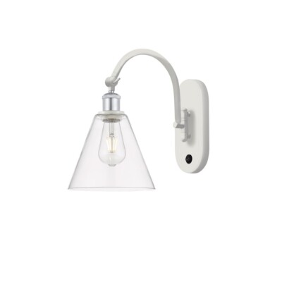 Innovations Ball Berkshire Glass 8'' 1-Lt Sconce, White/CH/CL - 518-1W-WPC-GBC-82