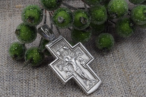 MEN cross meditation Old SILVER 925 Icon Pendant amulet jewelry vtg St. Nicholas - 第 19/21 張圖片