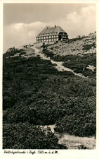 Postcard, tire carrier building in the Giant Mountains 1365 m above sea level...