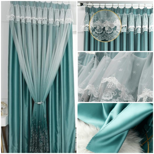 1PC Gradient Valance Curtains Blackout Blinds Double Layer Drape for Living Room - Bild 3 von 15