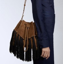 Zara Split Leather Bucket Bag Nwt 