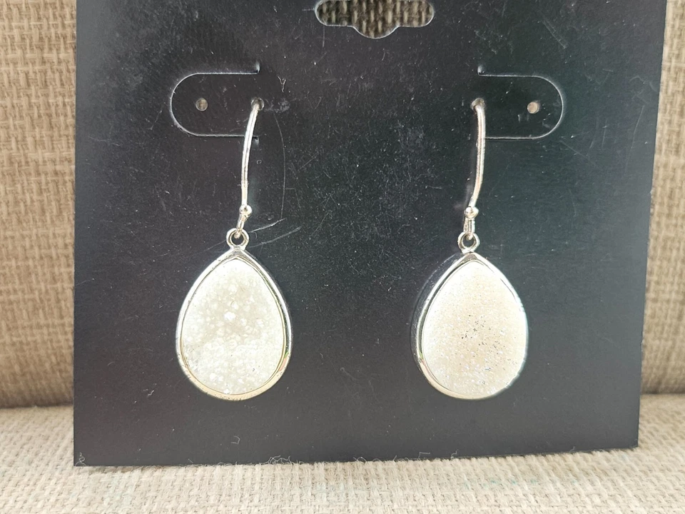 Women Earrings Fashion Earrings Pure Silver Plated Drusy Quartz Ear Jewelry - Image 4 of 4