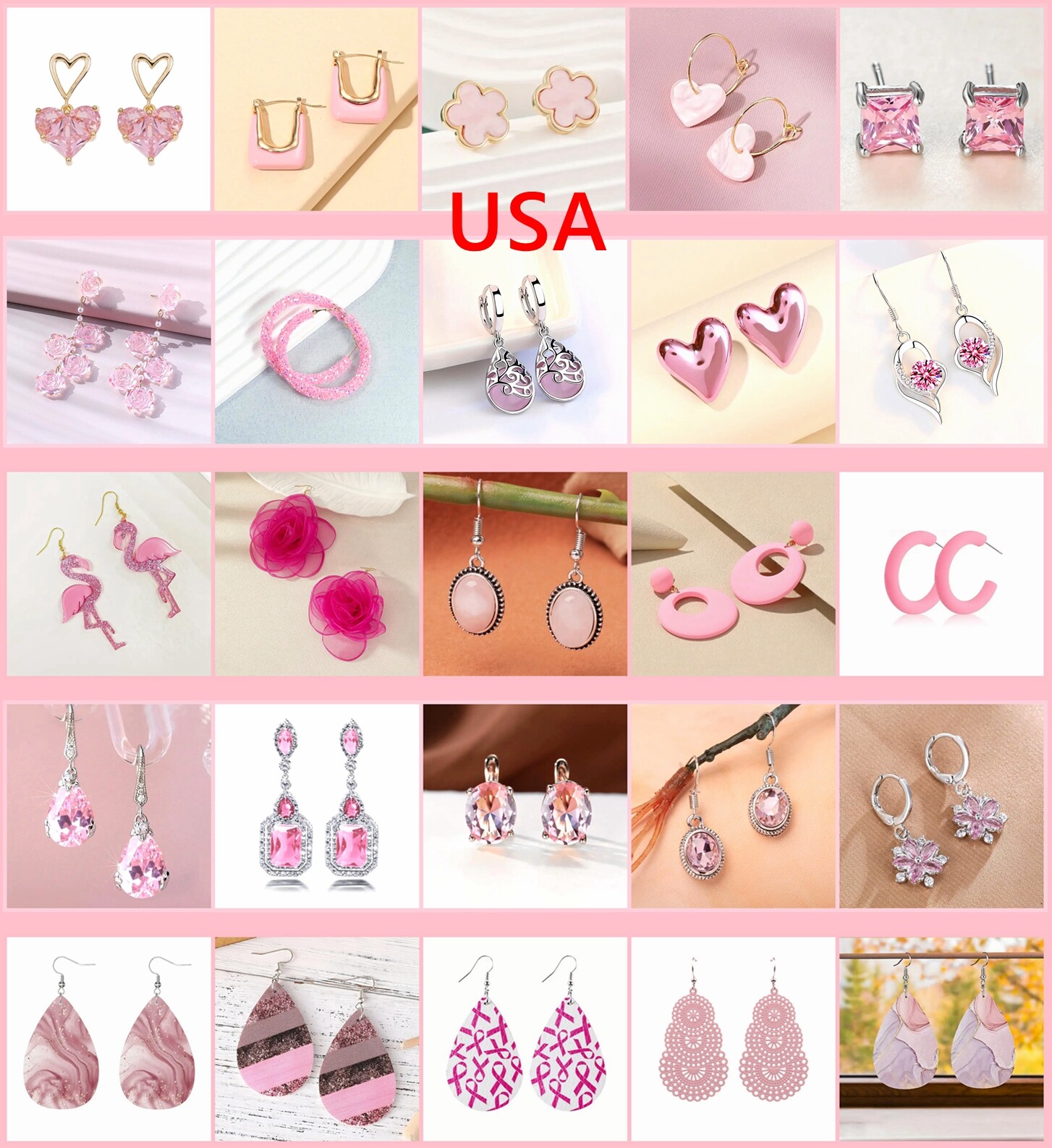 Fashion Women Pink Color Various Exquisite Earrings Accessories Christmas New - Picture 1 of 89