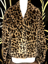 Justfab Cheetah Animal Print Faux Fur Cozy Warm Soft Open Jacket Size M