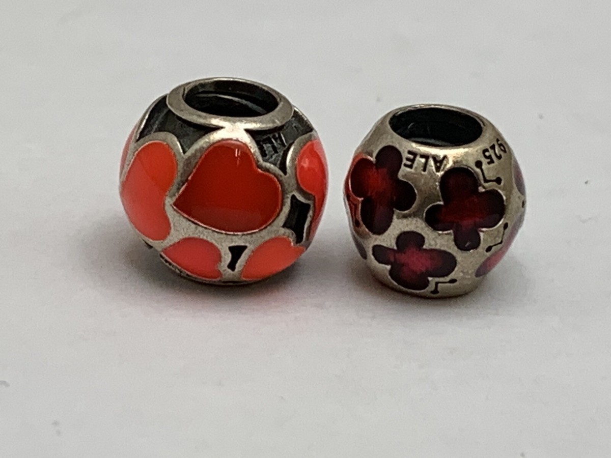 PANDORA 925 ALE RED HOT LOVE HEART ENAMEL CHARM 790436ER BUTTERFLY