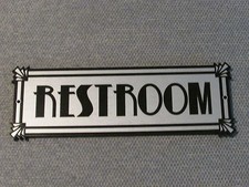 Restroom Sign Door Sign Deco Style Grey  Black Bathroom