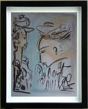 Zeichnung Gouache Frauen Unterzeichnet Robert Calix (1919/2008)