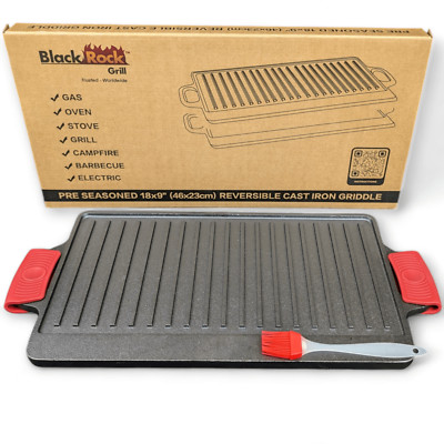 Gusseisen Wende-Griddlepfanne - BBQ Grillplatte für Gasgrill, Herd, Backofen.
