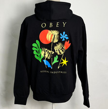 Obey Men's Hoodie Sweatshirt Flowers Papers Scissors Black Size M NWT