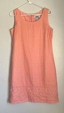 Old Navy Women Dress 8 Coral  100% Linen Embroidery Floral Beach Casual