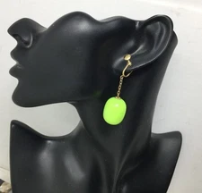 Women's Green and Gold Tone Clip On Screw Back Earrings