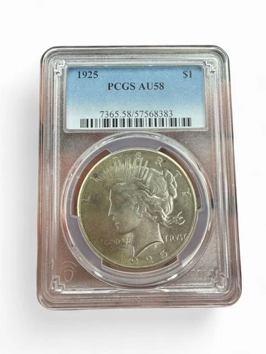 BETTER DATE 🔥 1925 PCGS AU58 PEACE DOLLAR 🔥 SILVER 🪙