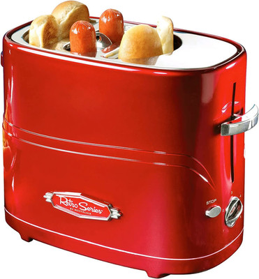 2 Slot Hot Dog and Bun Toaster with Mini Tongs, Retro Hot Dog Toaster, Hot Dog C