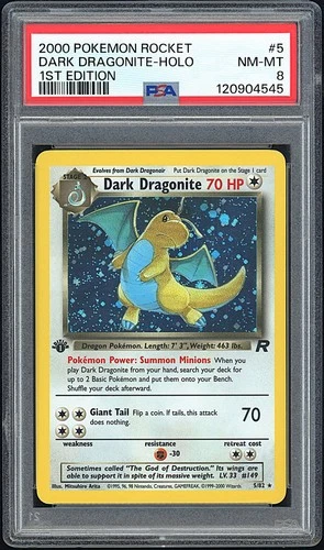 DARK DRAGONITE 2000 Pokemon Team Rocket 1st Edition Holo #5 - PSA 8 -545