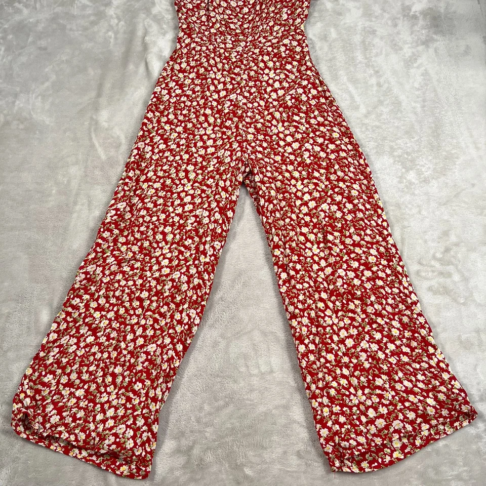 Mono Reformation Yvonne para mujer talla 4 rojo floral correas de espagueti espalda abierta Foto 3 de 4