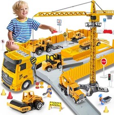 Kids Construction Transport Truck With Sound Effects Digger Forklift toy Set UK