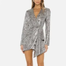 Ronny Kobo NWT Jerry Metallic Leopard Print Mini Dress XS
