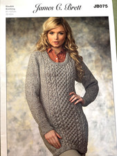 LADIES LONG LINE SWEATER 81-107cm - ORIGINAL VINTAGE KNITTING PATTERN - JB075