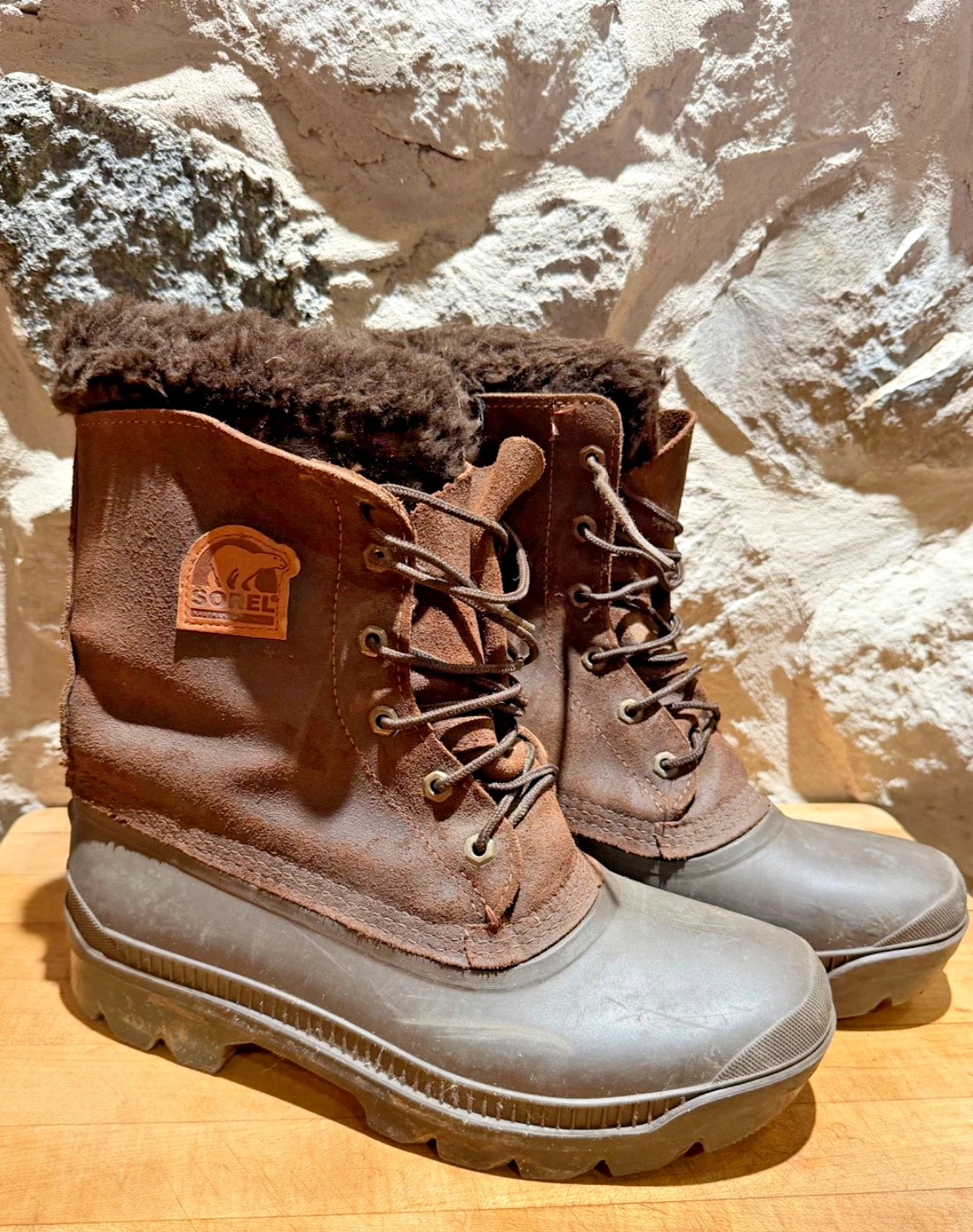 Sorel Caribou Kaufman Lined Waterproof Snow Boots Men’s US Size 10 Brown Leather