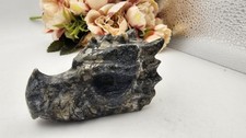 Pyrit Kristall Drachenkopf Schnitzerei 6,9 x 4,3 cm 145 g Fülle Reichtum
