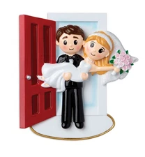 Wedding Couple Threshold Personalized Christmas Ornament 