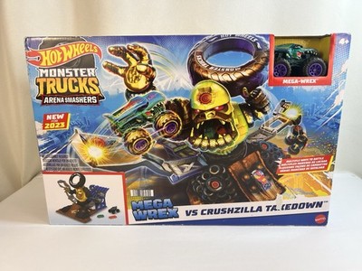 Hot Wheels Monster Trucks Arena Smashers MEGA-Wrex vs. Crushzilla Takedown New