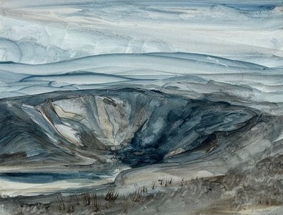 Allan Freer original signiertes Aquarell Gemälde einer englischen Landschaftsszene