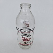 Vintage Express Dairies 1 Pint Glass Milk Bottle Advertising Cadbury's Original
