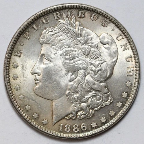 1886 $1 Morgan Silver Dollar Uncirculated - RAW - Toned / Great Luster