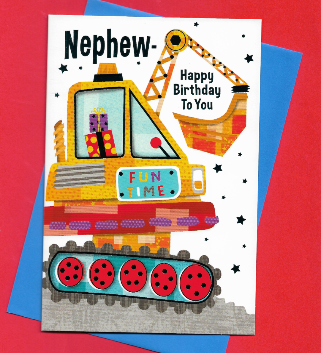 Nephew Birthday Card Digger Boy Child Fun Time 19x13cm