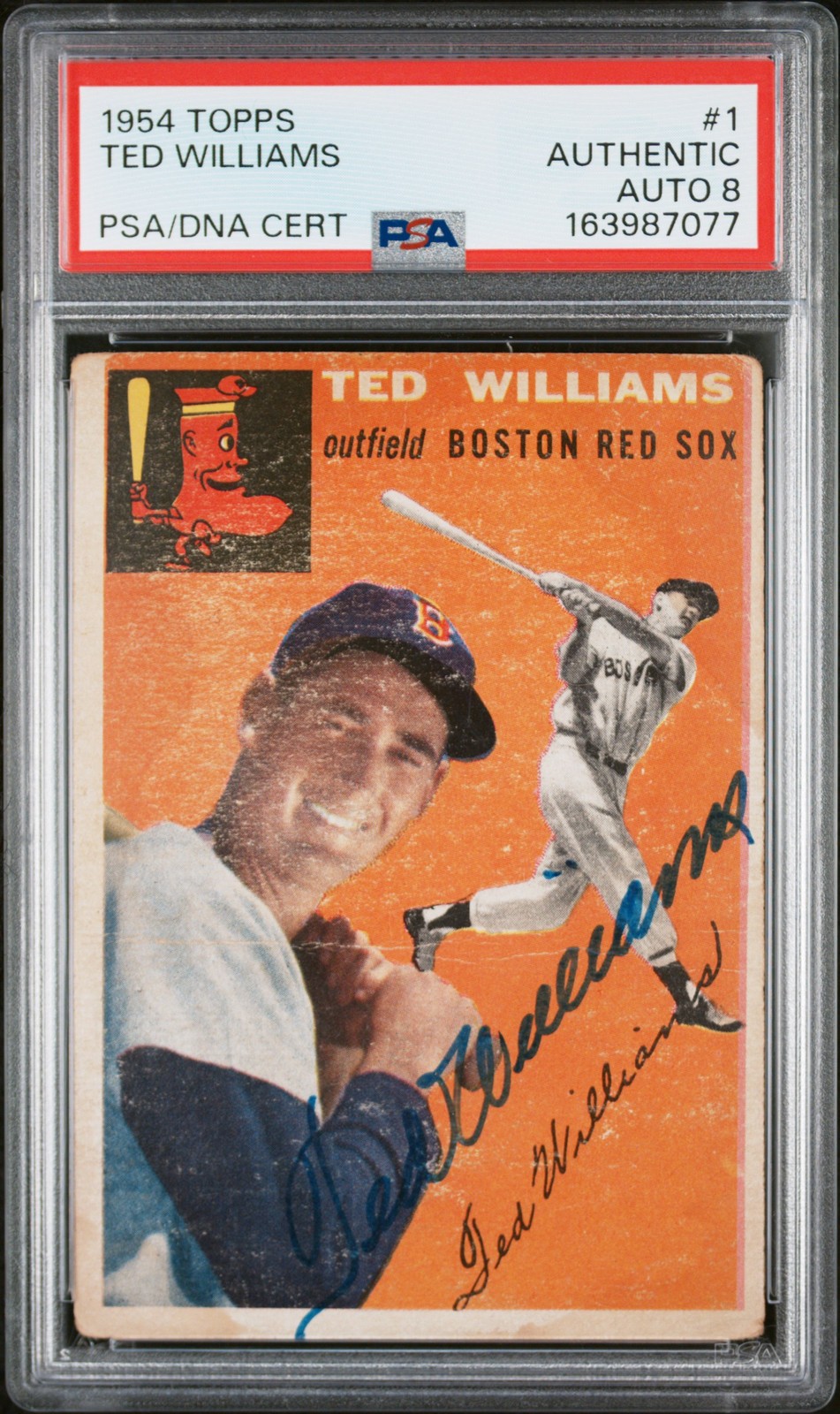 1954 TOPPS #1 TED WILLIAMS PSA AUTHENTIC AUTO 8