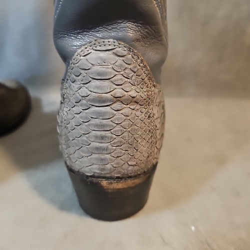 Dan Post Cowboy Boots Mens 9D Vintage Gray Snakeskin Western Leather USA - Picture 9 of 14