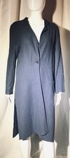 VTG Wild Rose Dark Blue Single Button Duster Cardigan Womens Sz 6 Minimal Art
