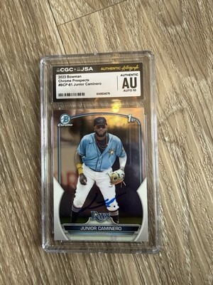Bowman 2023 Chrome Prospects BCP-61 Junior Caminero Auto CGC x JSA Rays