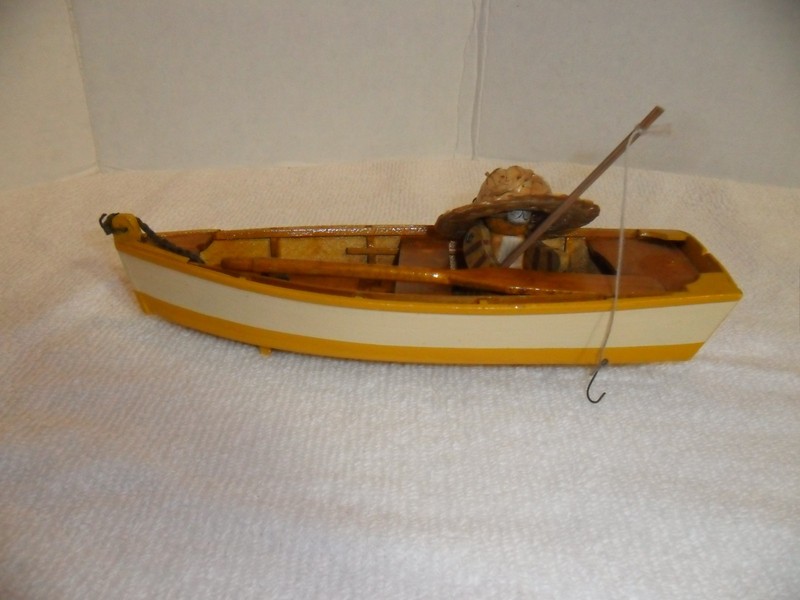Vintage Nautical Fisherman in wooden boat