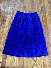 Vintage Women s Prophecy Blue Plaid 100 Worsted Wool Skirt Made In USA 1980s
