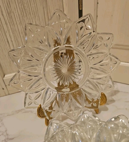 Vintage Starburst Federal Glass Plate Petal Cross Pattern Luncheon Saucer 6 3/8"