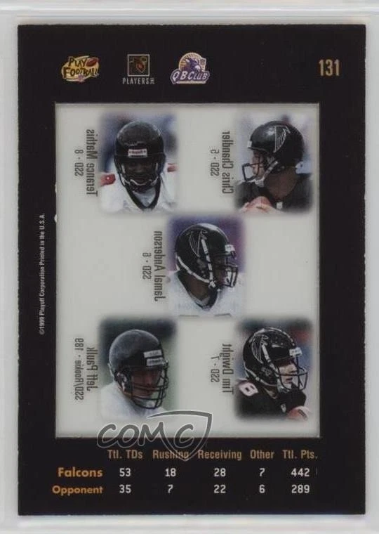1999 Playoff Absolute SSD Atlanta Falcons Chris Chandler Tim Dwight Rookie RC - Image 2 of 2