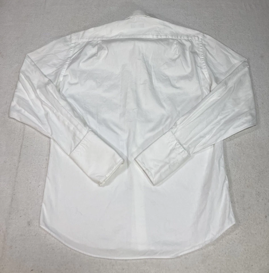 Huge Boss Dress Shirt Mens L 15.5 34/35 White French Cuffs And Placket Twill - Image 2 of 4