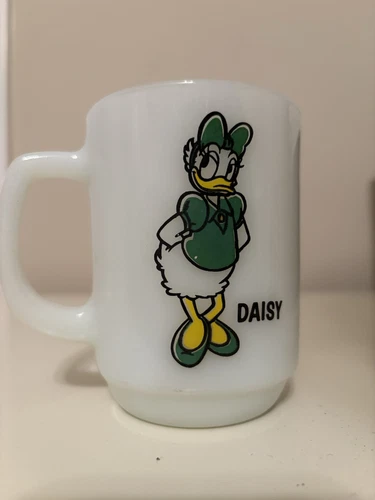 Vintage Anchor Hocking Milk Glass Daisy Duck Disney Mug Pepsi Collector Series